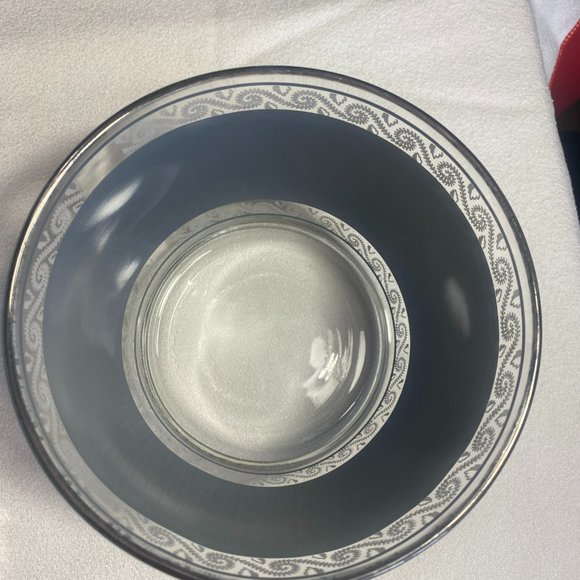 💋 4 FOR $50 - Hazel Atlas Glass ATC41 Ice Bucket Leaves/Grapes on Blue - Picture 4 of 5